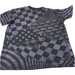 Vintage Y2K Tony Hawk Brand Graphic T-Shirt Men's XXL Purple Black AOP **holes**